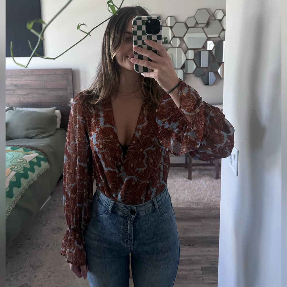 Missguided Women's Floral V-Neck Blouse